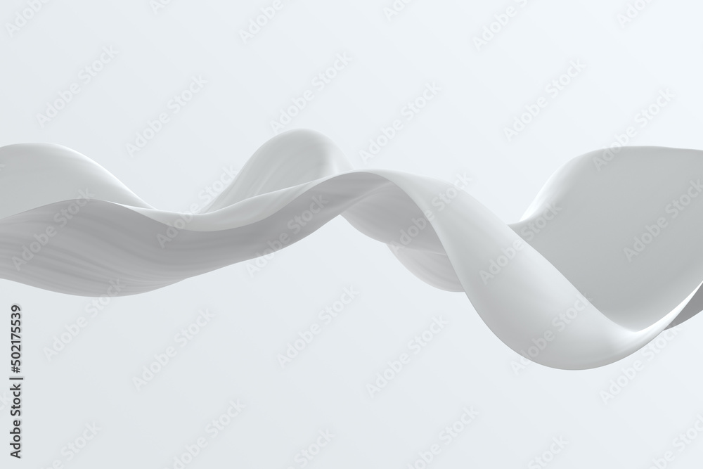 Abstract white silk cloth soft waves. Minimalist surface 3d illustration