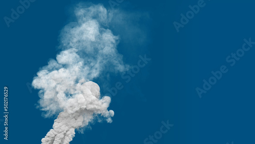 white thick co2 emissions smoke column emission from urban fire, isolated - industrial 3D rendering