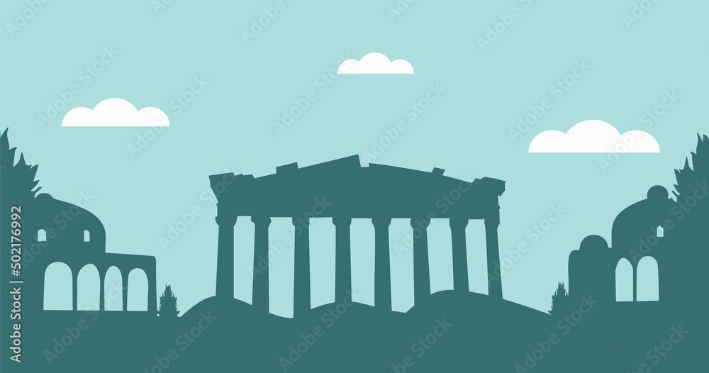 Fototapeta premium Athens Greece . Silhouette of the city. Athens skyline