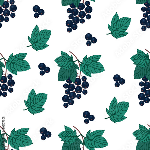 Foto Ripe black currant seamless pattern