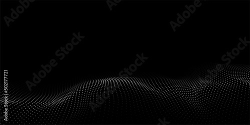 Wave of particles. Digital wave background concept. Abstract technology background. Big data visualization. Vector illustration.