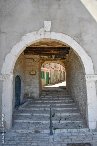 A narrow street in Sepino  a small village in Molise region  Italy.