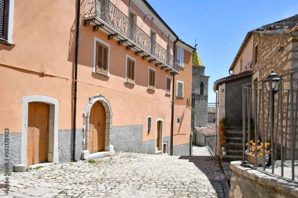 Fototapeta premium A narrow street in Sepino, a small village in Molise region, Italy.