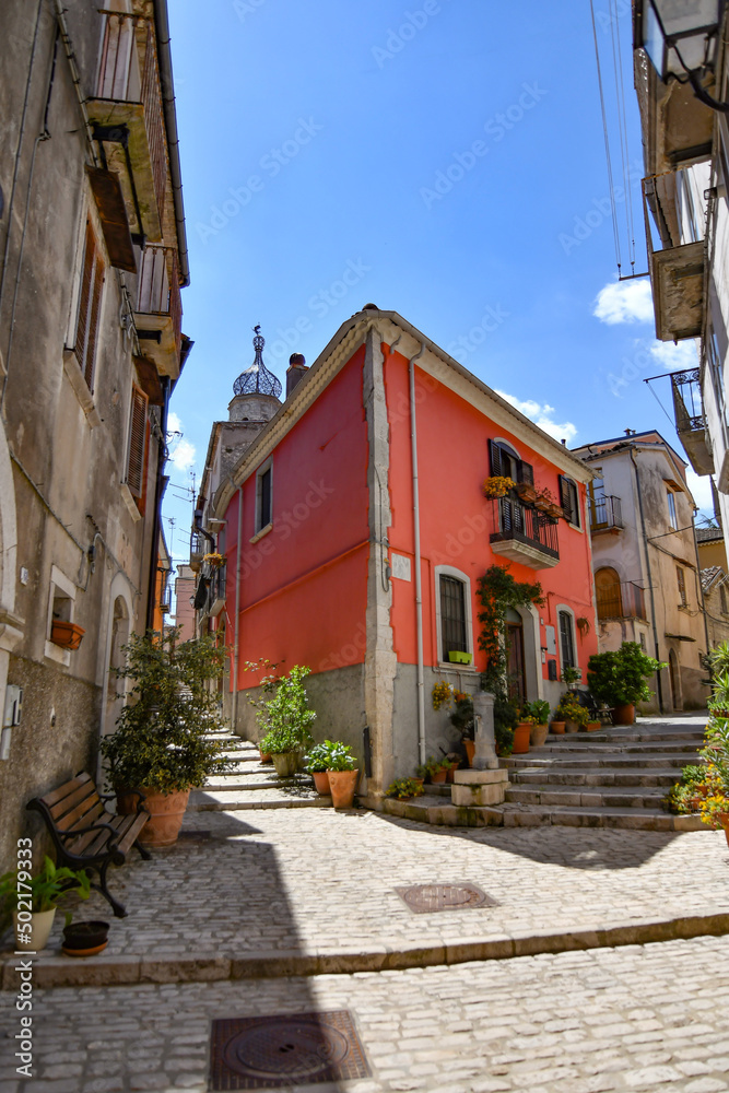 A narrow street in Sepino, a small village in Molise region, Italy.