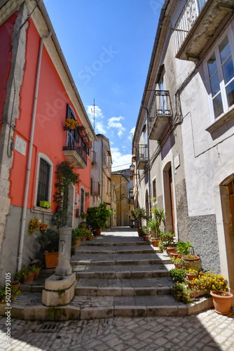 Fototapeta Naklejka Na Ścianę i Meble -  A narrow street in Sepino, a small village in Molise region, Italy.