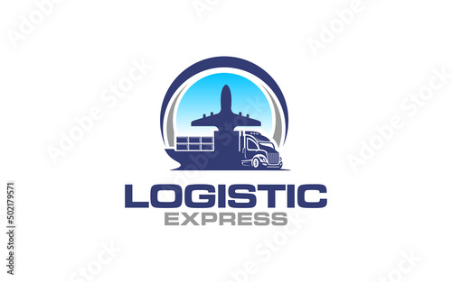 Illustration graphic design of express logistic transportation concept logo design template