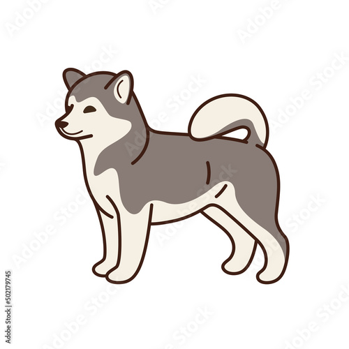 Cartoon husky illustration. Childish print for nursery, kids apparel, poster, postcard, pattern.