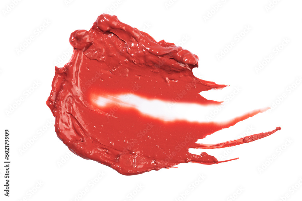 Fototapeta premium Red semi matte lipstick or lip gloss smear.