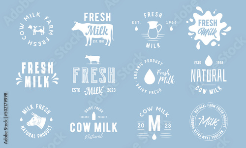 Fotografia Dairy and milk products labels, emblems and logos