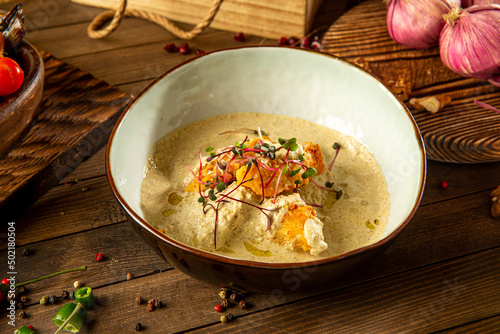 Fototapeta Naklejka Na Ścianę i Meble -  Georgian national dish satsivi with zander fish