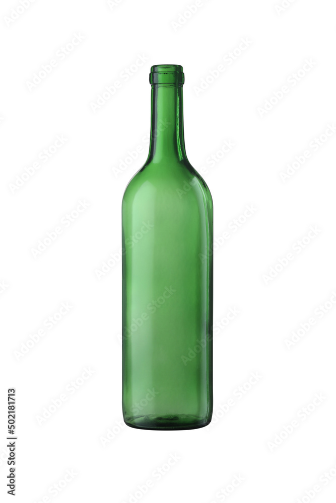 Empty green glass wine bottle isolated on white Empty green glass wine bottle isolated on white