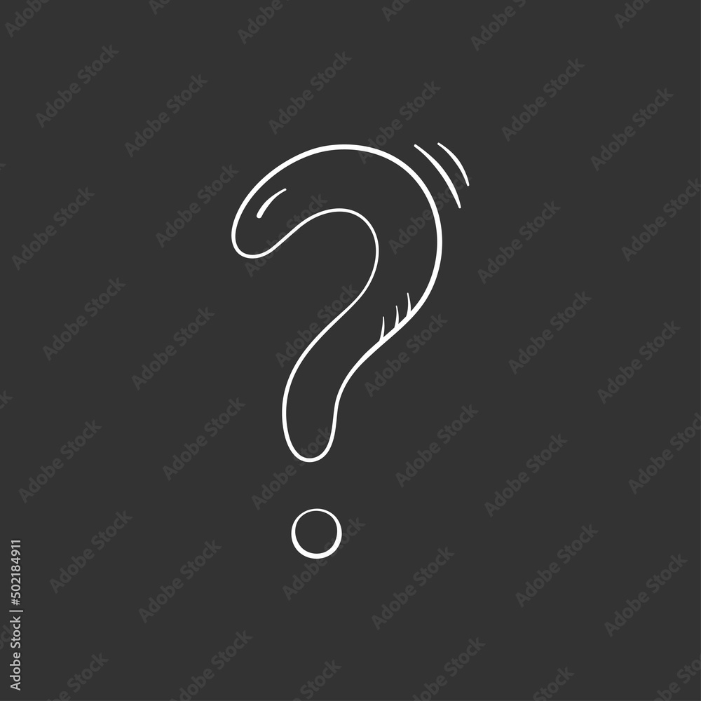Question mark hand drawn in doodle style, vector illustration. Icon question symbol for print and design. Quiz and Exam concept, isolated element on a black background. Graphic sign ask and fqa Question mark hand drawn in doodle style, vector illustration. Icon question symbol for print and design. Quiz and Exam concept, isolated element on a black background. Graphic sign ask and fqa