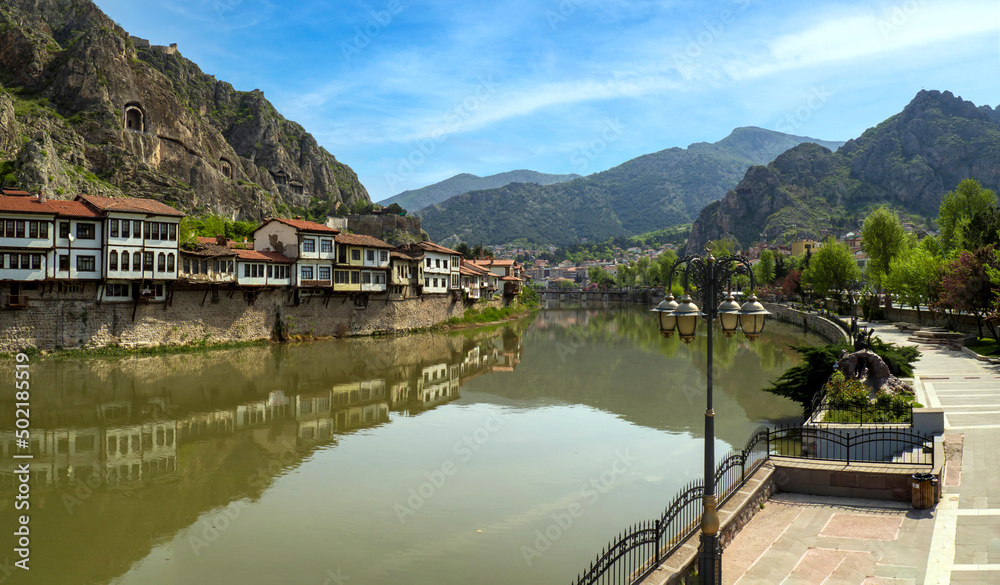 Old Ottoman houses by the Yesilırmak river in Amasya