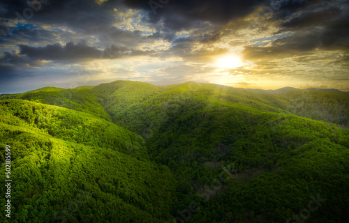 Amazing sunset above the mountains
