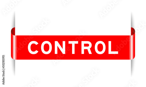 Red color inserted label banner with word control on white background