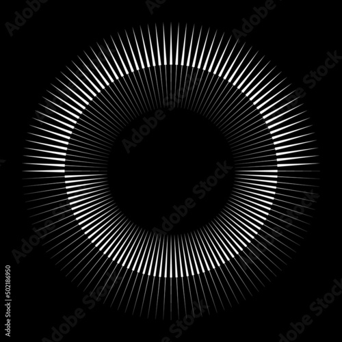 Art sunset background. Tattoo template or logo with lines. Abstract art circle symbol or icon.