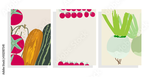 vector template background set with  flat  root vegetable, tomatoes,zucchini  