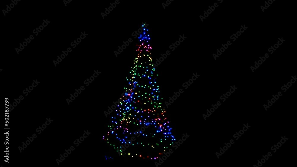 Illuminated and Colorful Modern Christmas Tree on Black Background in Switzerland. Illuminated and Colorful Modern Christmas Tree on Black Background in Switzerland.