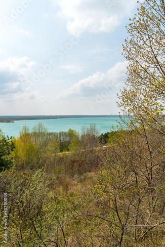 Scenic view at the Markkleeberger lake near Leipzig in early spring