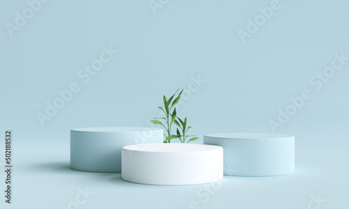 geometric podium for product presentation. Natural beauty pedestal, relaxation and health, 3d illustration.