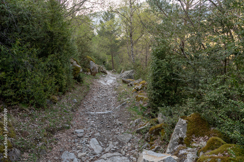 Trail at Madriu Perafita Claror Valley in Andorra  UNESCO world heritage site.