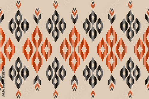 Abstract ikat pattern art. Geometric ethnic oriental seamless pattern traditional. Design for background, wallpaper, vector illustration, fabric, clothing, carpet, textile, batik, embroidery.