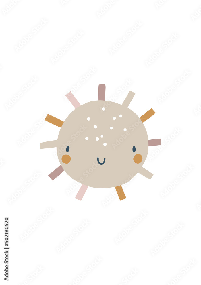 Cute sun nursery art, pastel colors. Kids poster with gender neutral summer print. Cute sun nursery art, pastel colors. Kids poster with gender neutral summer print.