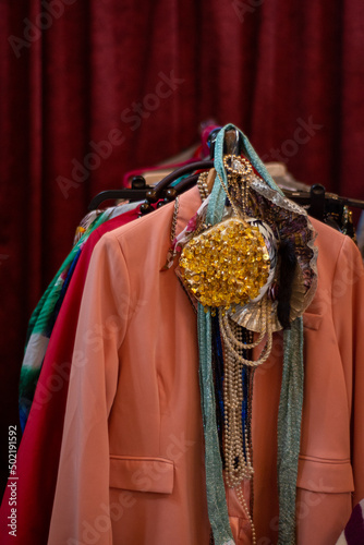 Vintage clothes on dress rail