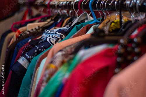 Vintage clothes on dress rail