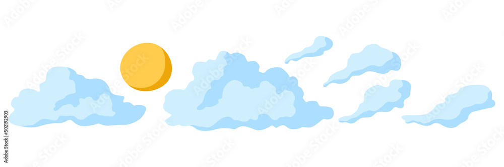 Stylized image of clouds and sun. Natural illustration. Abstract style.