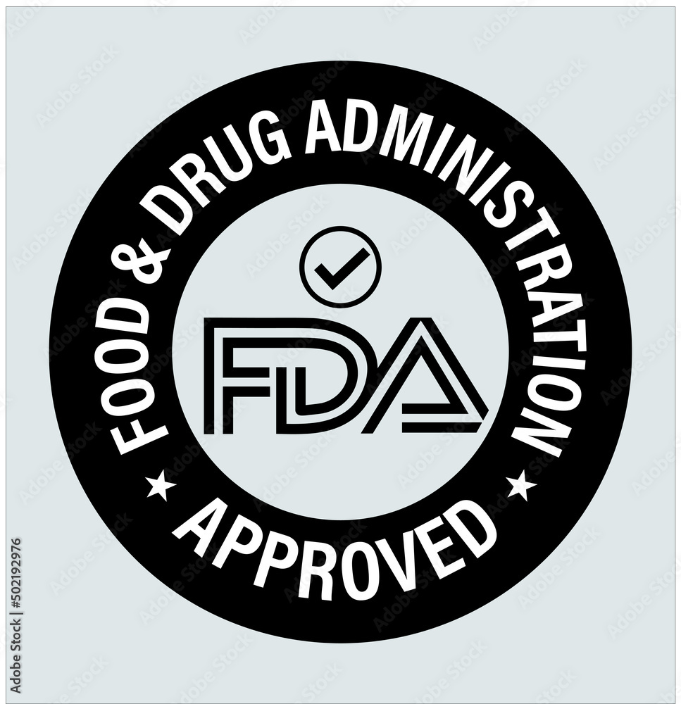 FDA approved vector icon. black in color