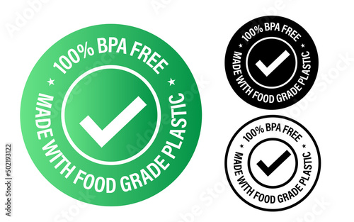 food grade plastic abstract. 100% BPA free, made with food grade plastic vector icon