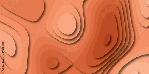 Luxury orange abstract papercut background with 3d geometry circles. Orange paper cut banner with 3D slime abstract background.