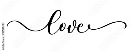 Love. Continuous line script. Cursive text i love you. Lettering vector inscription for poster, card, banner valentine day, wedding, tee, t shirt.