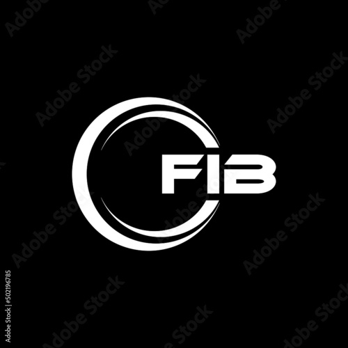 FIB letter logo design with black background in illustrator, vector logo modern alphabet font overlap style. calligraphy designs for logo, Poster, Invitation, etc.