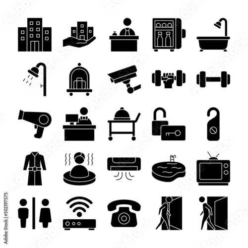 editable glyph icon hotel service with modern simple style