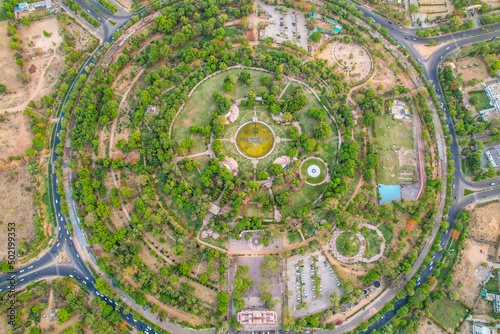Drone Upside Down view of Jawahar Circle/Patrika Gate, Jaipur