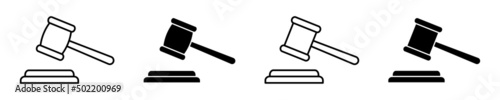Gavel set icons. Judge gavels icon. Auction hammer icon, vector illustration