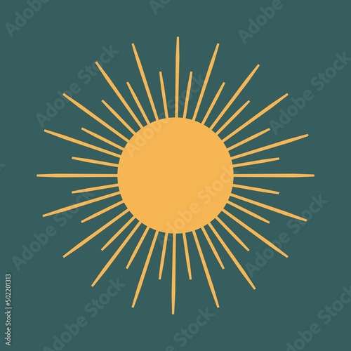 Abstract sun print boho minimalist print wall art geometric abstract sunset print bohemian art, vector.