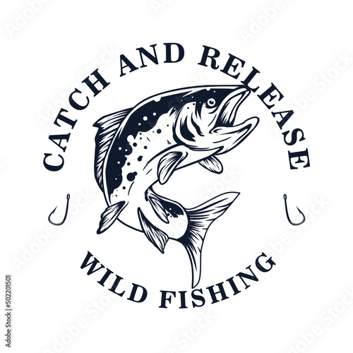 wild fishing logo, catch and release