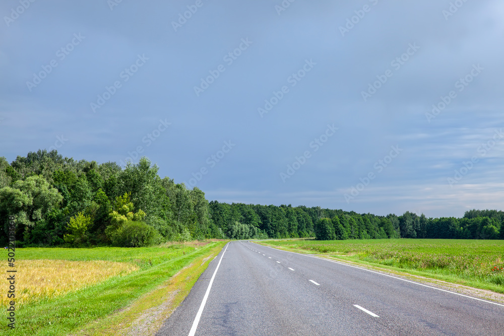 Fototapeta premium landscape on the asphalt road for vehicles