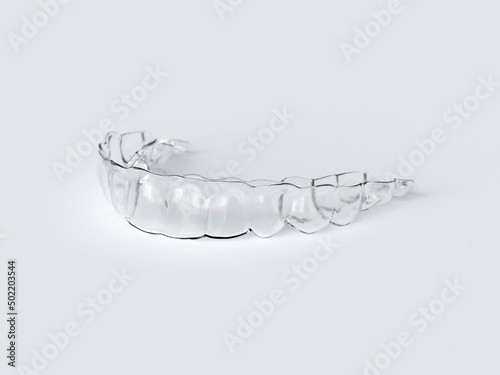 Clear invisible upper aligner front view close up photo