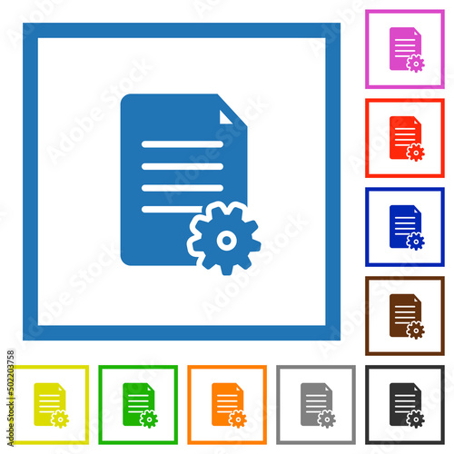 Document setup solid flat framed icons