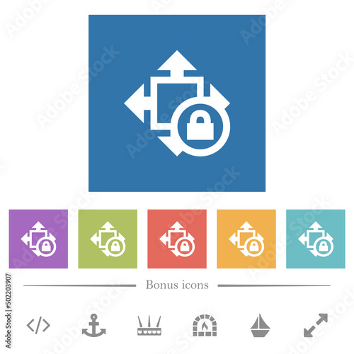 Size lock flat white icons in square backgrounds