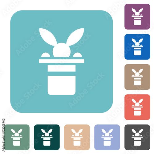 Magic hat with bunny head rounded square flat icons