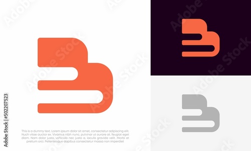b letter initial with book logo vector design
