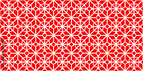 Eastern vector seamless pattern. Asian geometric background. Red and white islamic backdrop. Arabic template ornamental design. Rhombus repeated texture. decorative bright tile wallpaper