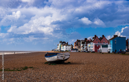 Fototapeta Naklejka Na Ścianę i Meble -  Fishing boats on the beach in May at Aldeburgh in Suffolk East Anglia England
