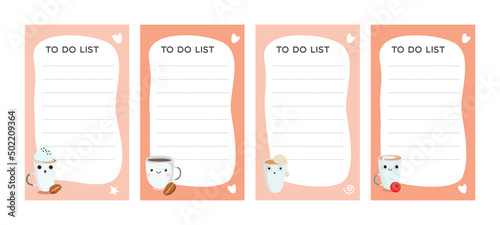 cute to do list with kawaii vector illustration for kid and baby.