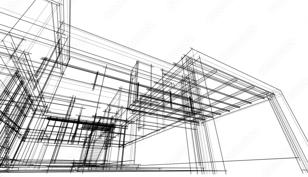 house building sketch architecture 3d illustration house building sketch architecture 3d illustration